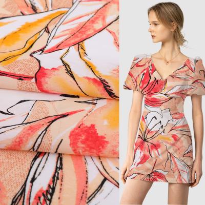 China Wholesale custom woven tropical floral digital printed 100 rayon fabric anti pill plain challis fabric for dresses for sale