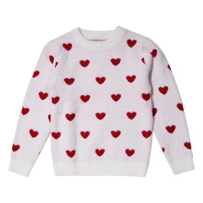 China OEM 2020 Anti-wrinkle Style Lovely Heart Shape Material Girl Pullover Soft Knitted Sweater for sale