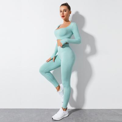 China 2023 QUICK DRY 2023 Gym Activewear Sportswear 2 Piece Fit Sets Women Fitness Sets Polyester Spandex Wears Gym 4 Piece Yoga Set For Ladies for sale