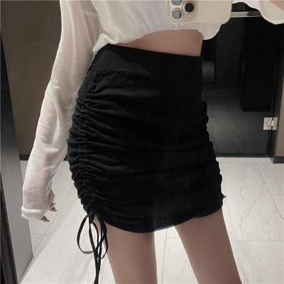 China Wholesale Breathable Women Clothing Elegant High Waist Pleated Lace Trim Chiffon Maxi Skirt Casual Dresses Light Silk Denim for sale