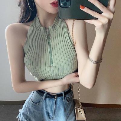 China Breathable Exposed Navel Short Knitted Vest For Women Wearing Fashionable Outdoors, Korean Version New Thin Fit Ice Silk Summer In 2022, for sale