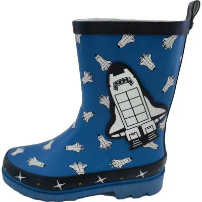 China Fashion Trend Outdoor Blue Classic 3D Rocket Vulcanized Garden Kid Gumboots Wellington Western Shoes For Girls/Boys for sale