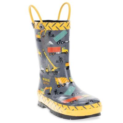 China New best quality trend 2023 fashion design custom colorful willington logo printing rubber rain boots with handle cuff collar for sale