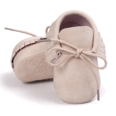 China Round Lace Up Oxford Infant Soft Sole Anti-skid Walking Shoe Baby PU Girls PU Leather Fringe Casual Shoes Pure Color for sale