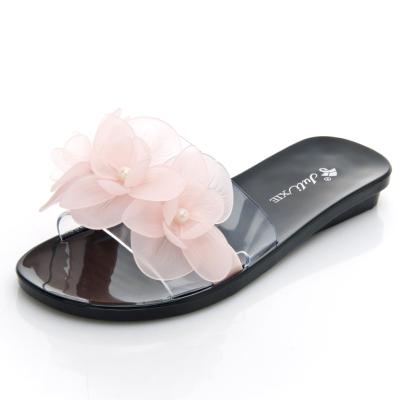 China Wholesale 2022 Fashion Trend Women's Jelly Slippers Sandals Summer Beach Transparent Flower Slippers Shoes For Female Ladies for sale