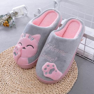 China Wholesale Fashion Trend Cartoon Animal Indoor Plush Cats Warm Women Slippers Slippers Anti-skid Winter Man Breathable Soft Indoor Shoes Adults for sale