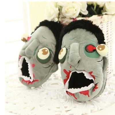 China New Halloween Trend 2021 Fashion Zombie Slippers Cartoon Winter Funny Fluffy Plush Indoor Slippers Shoes Lovers Slippers Customized Slippers for sale