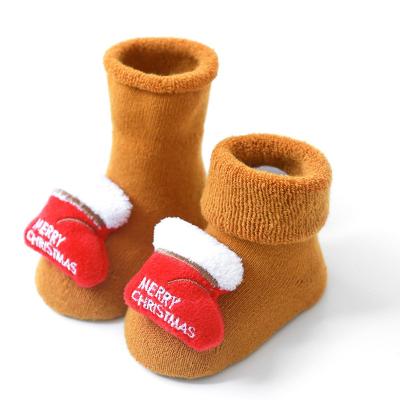 China 2021 Breathable 3D Merry Christmas Doll Toddler Floor Booties Warm Winter Soft Anti-slip Baby Sock Shoes Animal Cute Cartoon Gift Party for sale