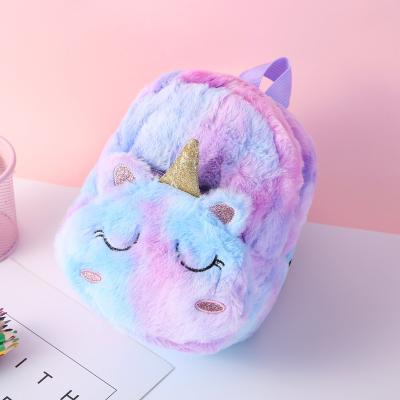 China 2022 Novelty Party Decoration Unicorn Plush School Bag Cute Cartoon Furry Girls Wholesale Children's Casual Backpack Fashion Shoulder Bag Amazon for sale