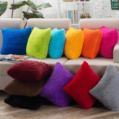 China Furry Farmhouse Sofa Couch Decorations Indoor Home PORTABLE Square Plush Pillow Case Cushion Cover Pillow Covers Customized for sale