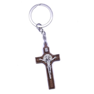 China 2022 Religion Metal Catholic Gifts Plating Pendant Key Ring Keys Decoration of Jesus Cross Keychain Religious Christian Religion for sale