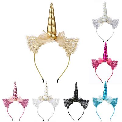 China Wholesale Sweet Christmas Decoration Unicorn Headbands Custom Party Gift 2022 Kids Girls Children Hair Accessories Flower Headbands for sale