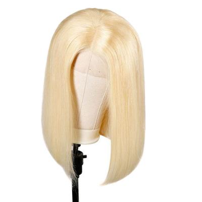 China Straight 613 Blonde Bob Wigs 13x4 Lace Front Wigs Brazilian Virgin Hair Transparent Lace Bob Wig Pre Plucked for sale