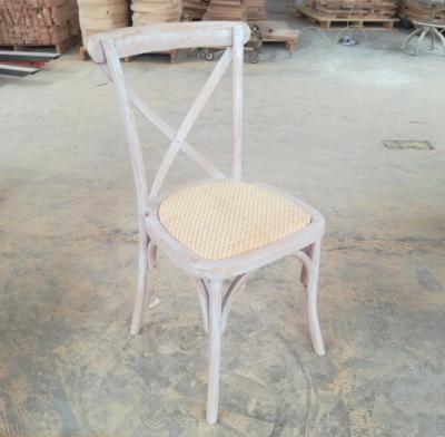 China Traditional White Wedding Hire Cross Chair Limewash Wooden X Back Back Chair for sale