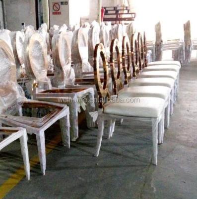 China Wholesale Hotel Chair Round Chair Gold Stainless Steel Back Wedding for sale