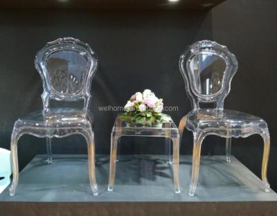 China Hotel Chair Polycarbonate Gorgeous Stackable Transparent Wedding Banquet Crown Chair for sale