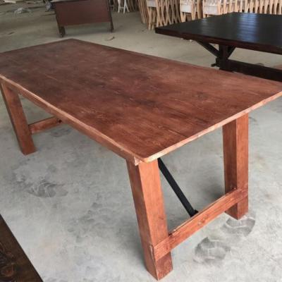 China Foldable Banquet Hotel Solid Pine Wood Folding Farmhouse Table With Corss Back Chair for sale