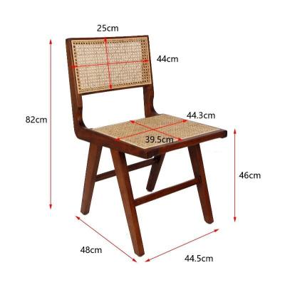 China Modern Handmade Jeanneret Dining Chair Without Arms With Rattan Seat for sale