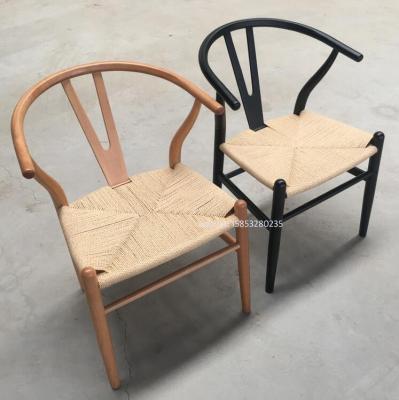 China Modern Wishbone Chair Y Chair Solid Wood Dining Chairs Natural Rattan Armchair (Beech Wood Natural Color) for sale