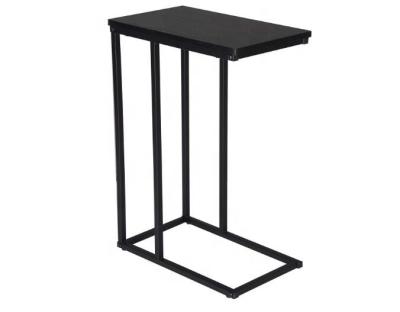 China Modern portable wooden bedside cabinet with black nightstand MDF frame metal top corner table for sale