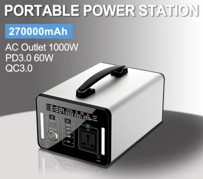 China Wireless Charging Off Grid 1000wh Dc Power Station 1000w Kit Solar Generator Portable Rechargeable Power Station for sale