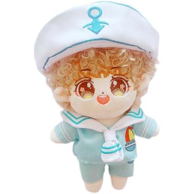 China Soft can be 20cm star cotton curly boy star net celebrity custom light brown curly plush baby nude dress changing DIY soft doll for sale