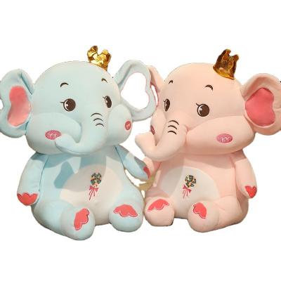 China Stuffed Cartoon Crown Elephant Doll Plush Toy Children Accompany Sleeping Pillow Dolls Elephant Plush Dolls for sale