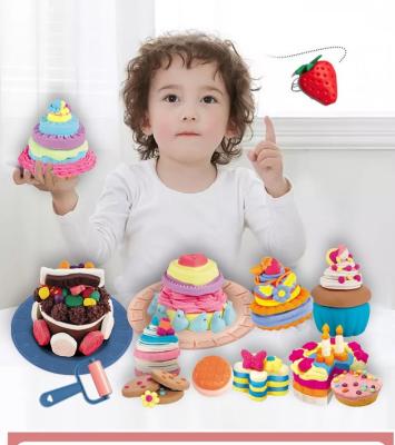 China Eco-friendly Material Hot Selling Birthday Cake Fun Color Mud Set Children's Play Room Small Handprint Color Mud Toy for sale