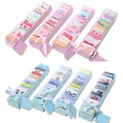 China 2022 breathable breathable Sweat-absorbent seven pairs of cartoon pure gift box alphabet children's socks cotton newborn socks for sale