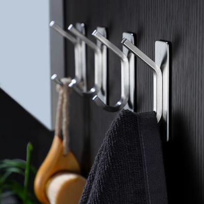 China Self Adhesive SUS304 Stainless Steel Adhesive Hook 4 Packs, Self Adhesive Hook / Garment Coat Sticky Hooks For Kitchen Bathroom for sale