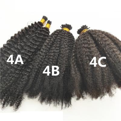 China Itip Curly Extension 100% Virgin Afro Curly Human Hair Natural Color Brazilian Remy Hair 4A 4B 4C Curly I Tip Hair Extension for sale