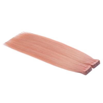 China 30 Inch Silky Straight Hair Pink Tape In Double Sides Double Drawn Virgin Russian Hair Band Hair Extensions for sale