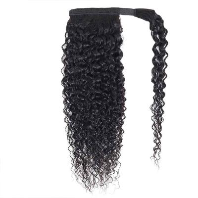 China Factory #1B Cheap Good Quality Curly Curly Colored Ponytail Hair Brazilian 100% Virgin Human Hair Extension For Black Woman for sale