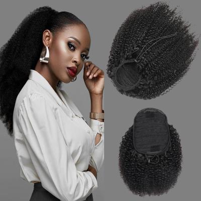 China Natural Black Afro Kinky Curly Human Dreadlock Hair Ponytail Drawstring Keratin Hair Extensions 100% Virgin Brazilian Hair Ponytail for sale