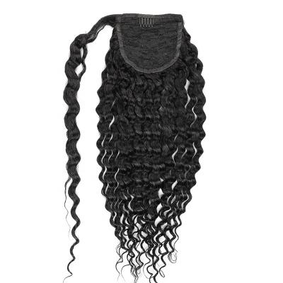 China 1B 40inch Curly Drawstring Ponytail Lace Top Piece Natural Brazilian Remy 100% Human Remy Human Hair Extensions for sale