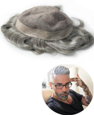 China Swiss Virgin Brazilian Hair Top Quality Virgin Brazilian Raw Gray Lace Men's Toupee+PU Lace Men Toupee for sale