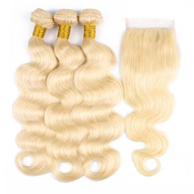 China Wholesale 100% Body Wave 613 Color 18inch Cuticle Aligned Hair India Body Wave Bundles With 16inch Closures for sale