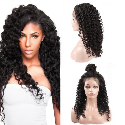 China Wholesale 22inch 150 Density Natural Virgin Deep Curly Hair Full Lace Front Wig Long Wig With Baby Hair for sale