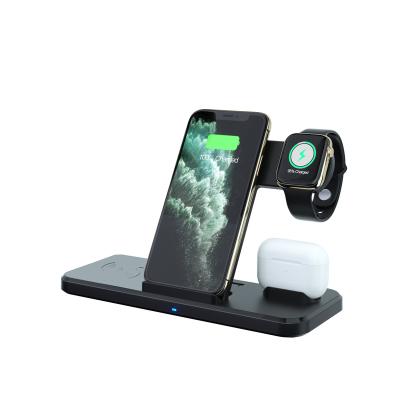 China Portable Foldable N51 15W Standard Battery 4 in 1 Mobile Phone Stand Station Fast Qi Wireless Charger Stand 15W for sale