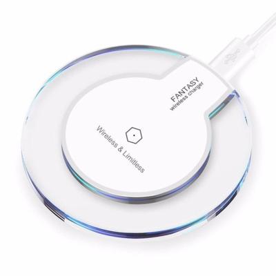 China Free Sample K9 Crystal Qi Wireless Charger With LED Light Mobile Phone Standard Universal Battery Charging for sale