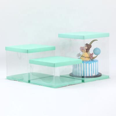 China Recyclable Custom Transparent Clear Packaging Box Wholesale Pet Logo Birthday Cake Plastic Boxes for sale