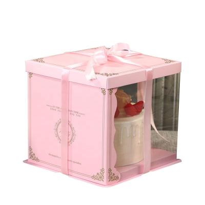 China Recyclable Food Wrapping Paper Pet Clear Square Cake Box Free Sample Customized Transparent Packaging for sale