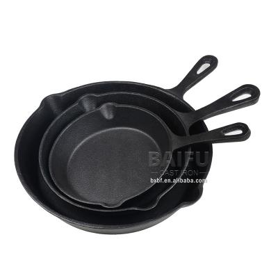 China Vintage Amazon Sale Factory Price Hot Pre-Seasoned Cast Iron Skillet Set 3 Pieces Frying Pan Cast Iron 3 Skillet Pack With Pour Spots for sale