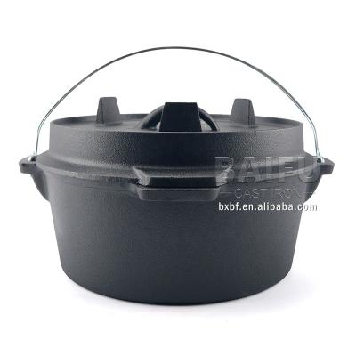 China Pre-Seasoned Camp Sustainable Deep Cast Iron Dutch Oven Camping Sauce Pot Outdoor Camp Cookware Dutch Oven With Lid Lifter for sale