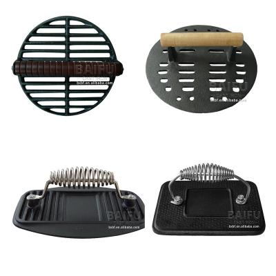 China Pre-Seasoned Grill Griddle Panini Tortilla Weight Steak Press Hamburger Cast Iron Viable Grill Press Flattops for sale