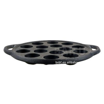 China Cast Iron Stuffed Baker Pre-Seasoned Pan Cast Iron Aebleskiver Pan Octopus Balls Ebelskiver Pan Asian Zen Professional 15 Holes Pancake Pan for sale