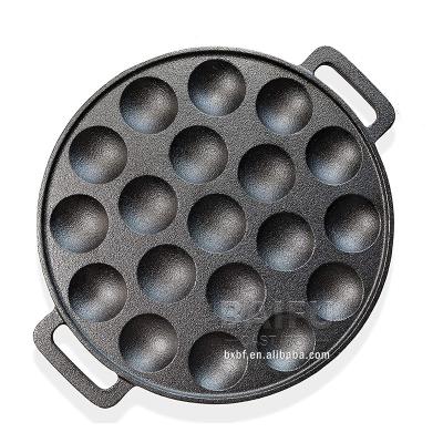 China General Use for Gas and Induction Cooker Pre-Seasoned Cast Iron Takoyaki Filter TAKOYAKI Grill Pan Takoyaki Maker Aebleskiver Pan with 19 Hole Poffertjes Maker for sale