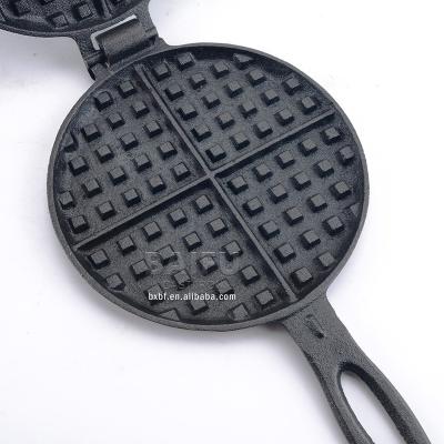 China Pre-Seasoned Waffle Pan Cooker Sandwich Maker Viable Double Iron Waffle Maker Sandwich Pie Maker Camping Grill for sale