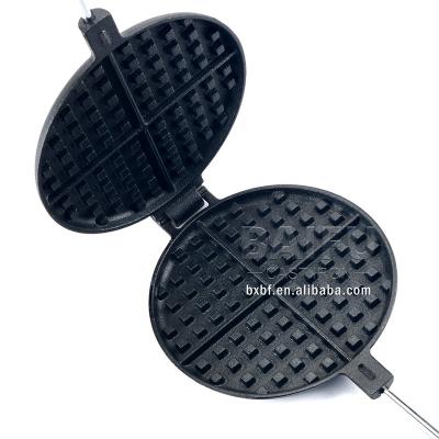 China Pre-Seasoned Waffle Pan Cooker Sandwich Maker Viable Double Iron Waffle Maker Sandwich Pie Maker Camping Grill for sale