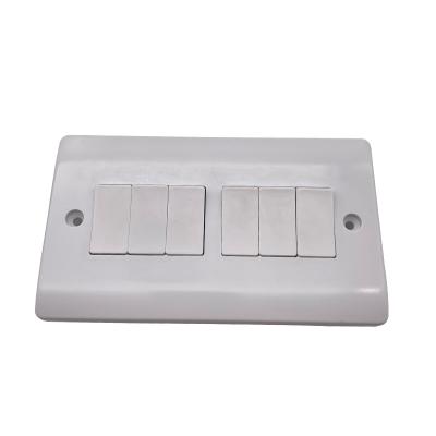 China Best Security Price ISO Certificated 16 Amp 250V 6 Gang 1 Way Wall Switch for sale